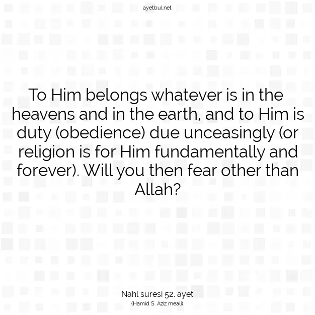 Ayetbul | Kuran Mealleri | Quran | Nahl suresi 52. ayet