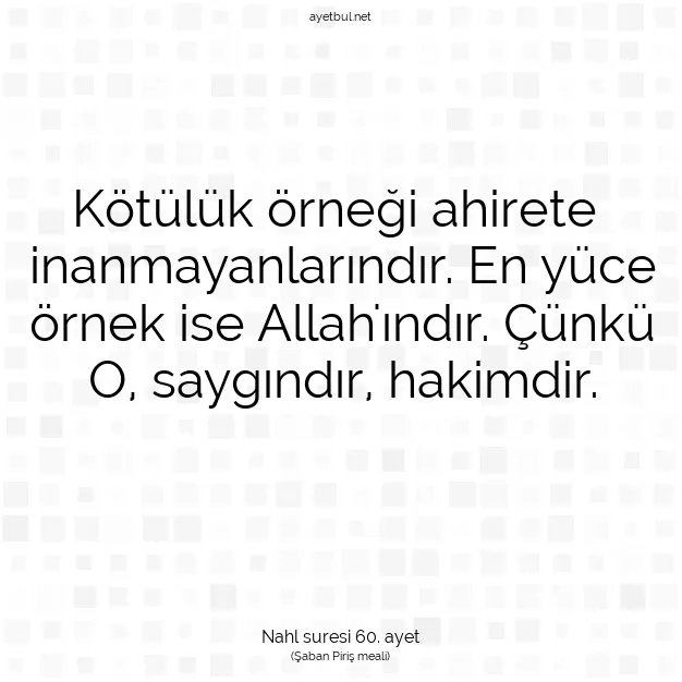 Ayetbul | Kuran Mealleri | Quran | Nahl suresi 60. ayet