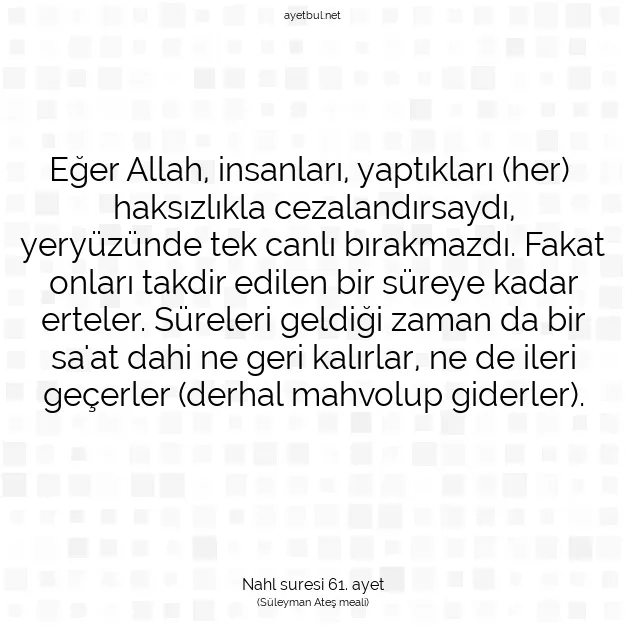 Ayetbul | Kuran Mealleri | Quran | Nahl suresi 61. ayet