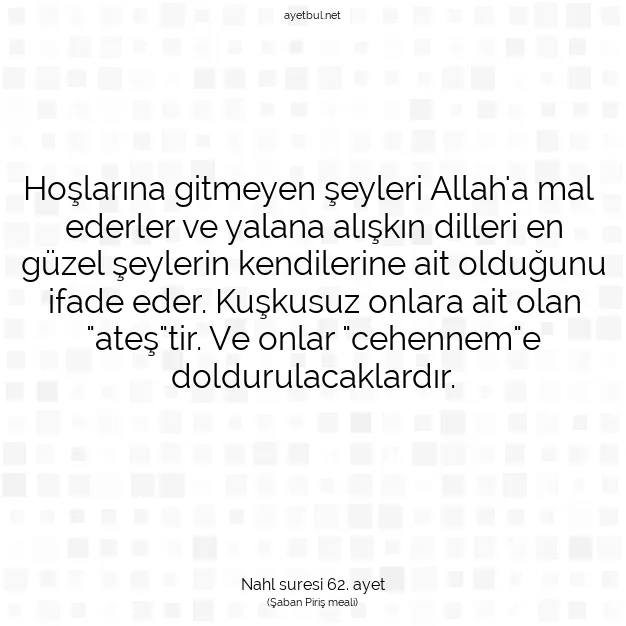 Ayetbul | Kuran Mealleri | Quran | Nahl suresi 62. ayet