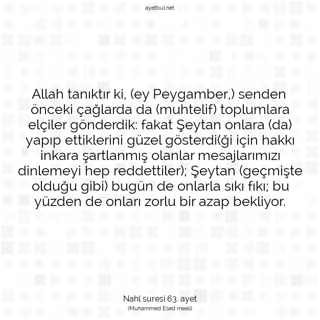 Ayetbul | Kuran Mealleri | Quran | Nahl suresi 63. ayet