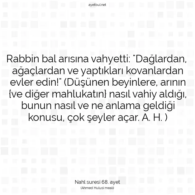 Ayetbul | Kuran Mealleri | Quran | Nahl suresi 68. ayet