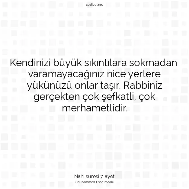 Ayetbul | Kuran Mealleri | Quran | Nahl suresi 7. ayet