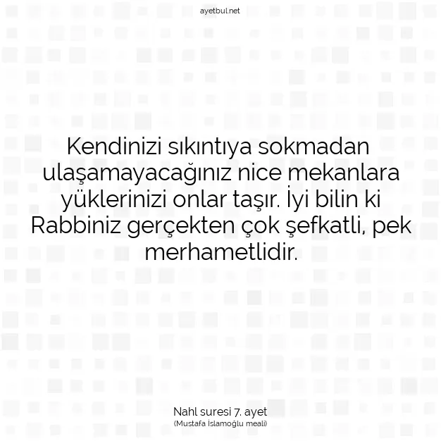 Ayetbul | Kuran Mealleri | Quran | Nahl suresi 7. ayet