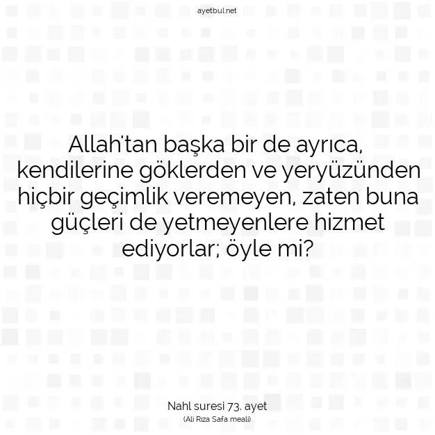 Ayetbul | Kuran Mealleri | Quran | Nahl suresi 73. ayet