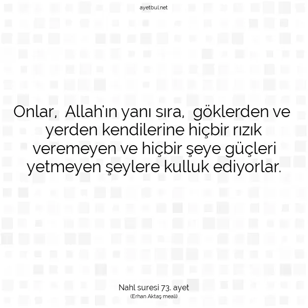 Ayetbul | Kuran Mealleri | Quran | Nahl suresi 73. ayet