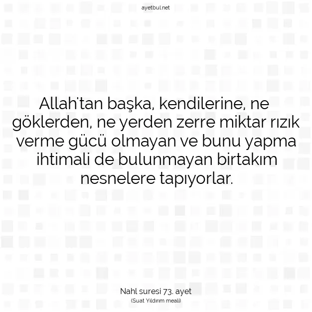 Ayetbul | Kuran Mealleri | Quran | Nahl suresi 73. ayet