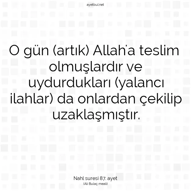 Ayetbul | Kuran Mealleri | Quran | Nahl suresi 87. ayet