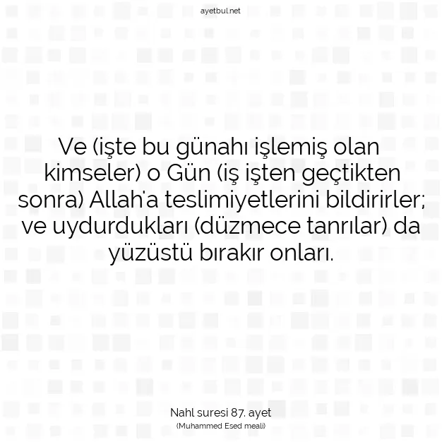 Ayetbul | Kuran Mealleri | Quran | Nahl suresi 87. ayet