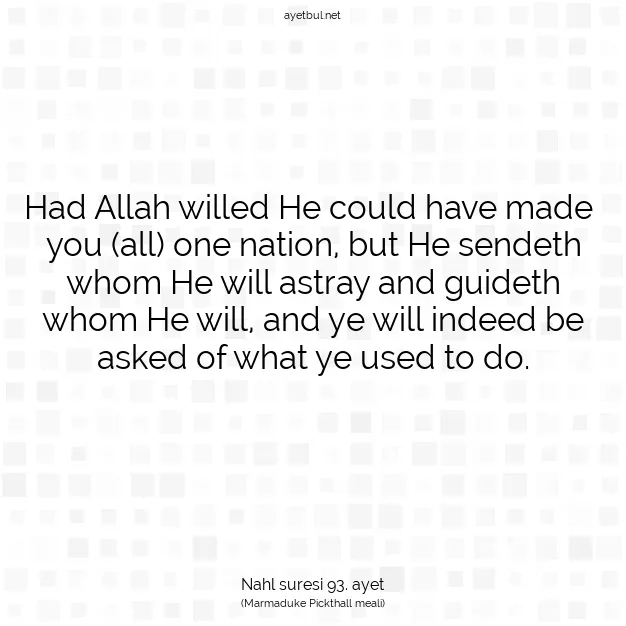 Ayetbul | Kuran Mealleri | Quran | Nahl suresi 93. ayet