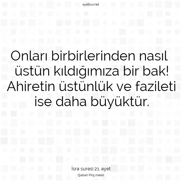 Ayetbul | Kuran Mealleri | Quran | İsra suresi 21. ayet