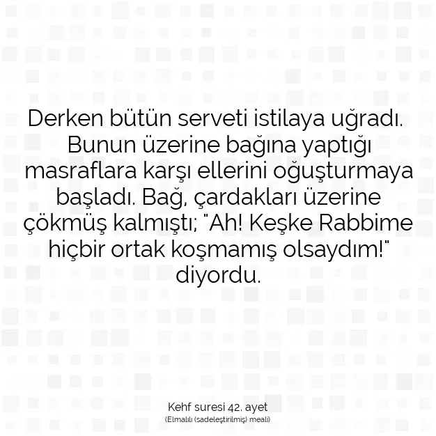 Ayetbul | Kuran Mealleri | Quran | Kehf suresi 42. ayet