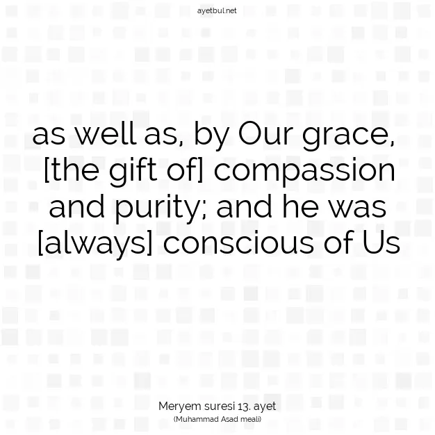 Ayetbul | Kuran Mealleri | Quran | Meryem suresi 13. ayet