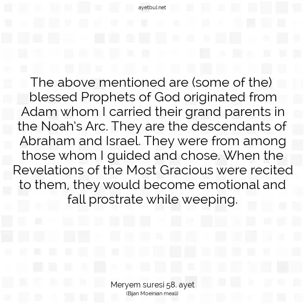 Ayetbul | Kuran Mealleri | Quran | Meryem suresi 58. ayet