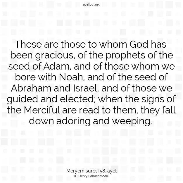 Ayetbul | Kuran Mealleri | Quran | Meryem suresi 58. ayet