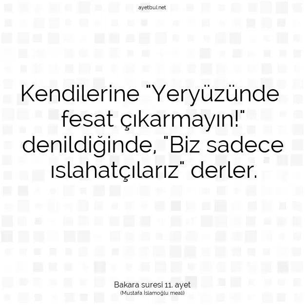 Ayetbul | Kuran Mealleri | Quran | Bakara suresi 11. ayet