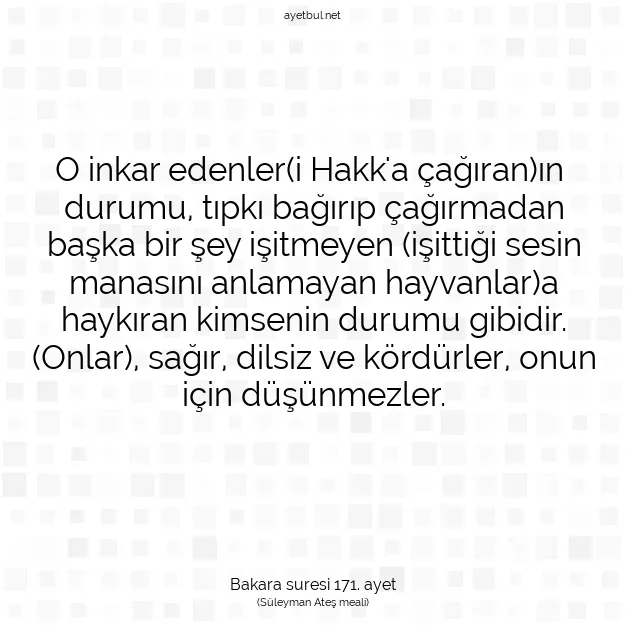 Ayetbul | Kuran Mealleri | Quran | Bakara suresi 171. ayet