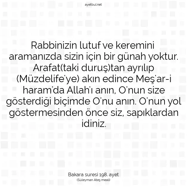 Ayetbul | Kuran Mealleri | Quran | Bakara suresi 198. ayet