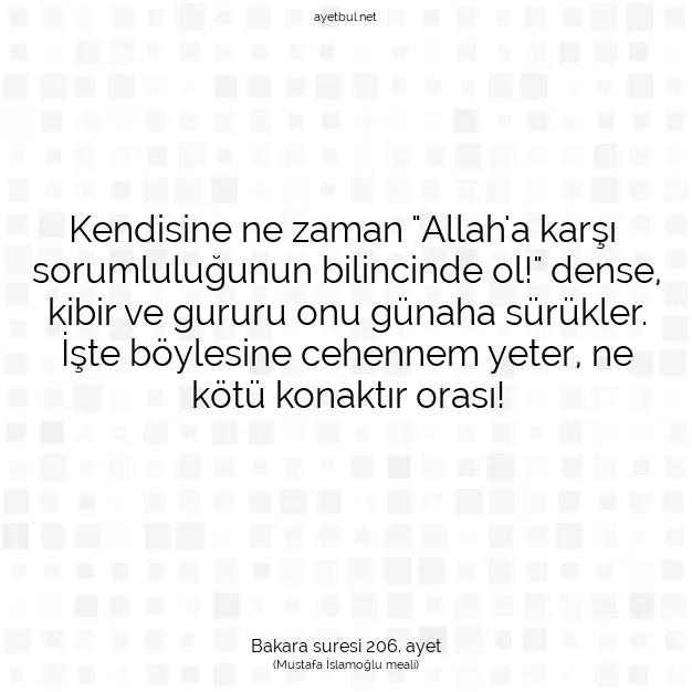 Ayetbul | Kuran Mealleri | Quran | Bakara suresi 206. ayet