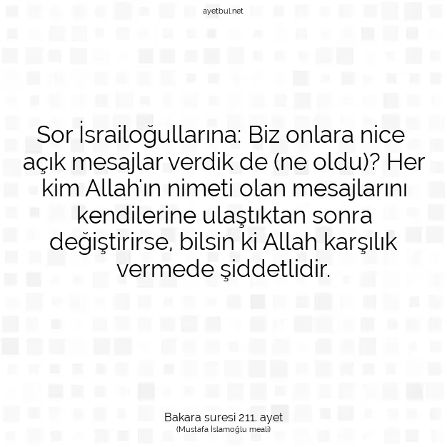 Ayetbul | Kuran Mealleri | Quran | Bakara suresi 211. ayet
