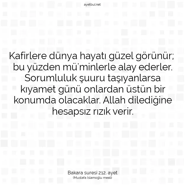 Ayetbul | Kuran Mealleri | Quran | Bakara suresi 212. ayet