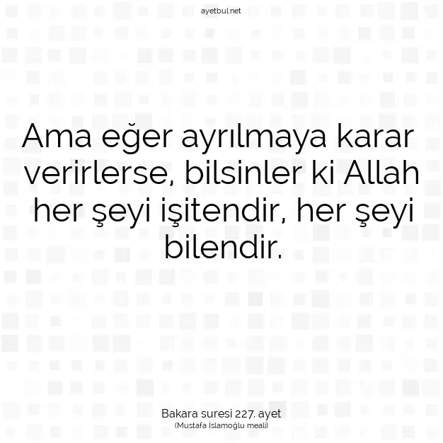 Ayetbul | Kuran Mealleri | Quran | Bakara suresi 227. ayet