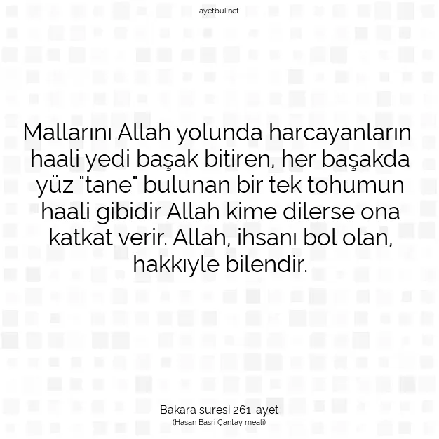 Ayetbul | Kuran Mealleri | Quran | Bakara suresi 261. ayet
