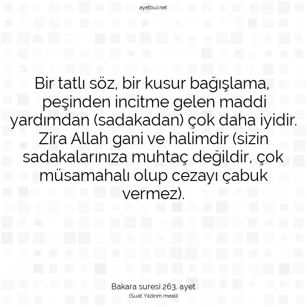 Ayetbul | Kuran Mealleri | Quran | Bakara suresi 263. ayet