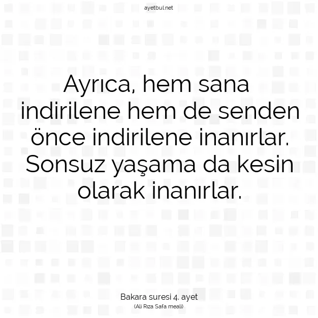 Ayetbul | Kuran Mealleri | Quran | Bakara suresi 4. ayet