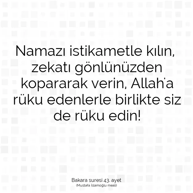 Ayetbul | Kuran Mealleri | Quran | Bakara suresi 43. ayet