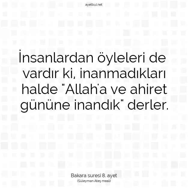 Ayetbul | Kuran Mealleri | Quran | Bakara suresi 8. ayet