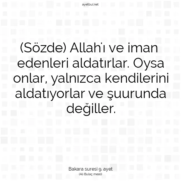 Ayetbul | Kuran Mealleri | Quran | Bakara suresi 9. ayet