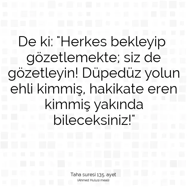 Ayetbul | Kuran Mealleri | Quran | Taha suresi 135. ayet