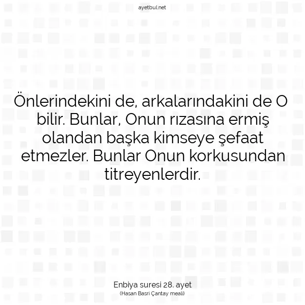Ayetbul | Kuran Mealleri | Quran | Enbiya suresi 28. ayet