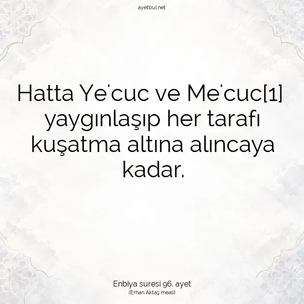 Ayetbul | Kuran Mealleri | Quran | Enbiya suresi 96. ayet