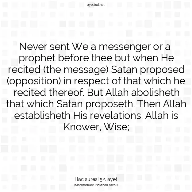 Ayetbul | Kuran Mealleri | Quran | Hac suresi 52. ayet