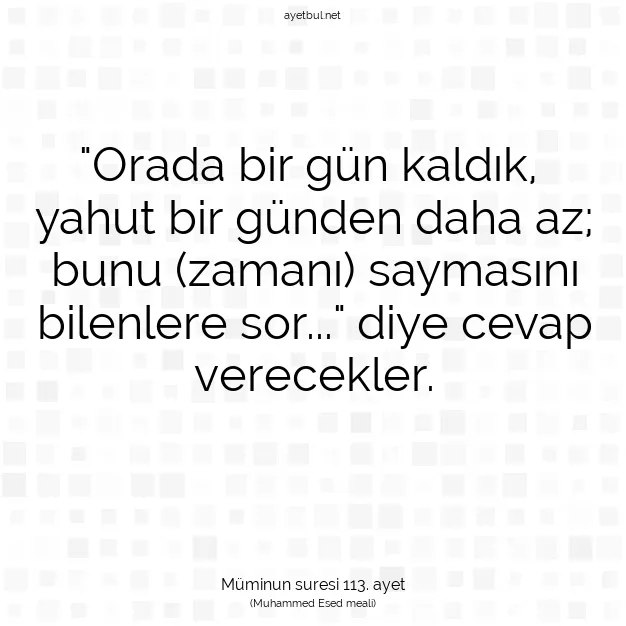 Ayetbul | Kuran Mealleri | Quran | Müminun suresi 113. ayet