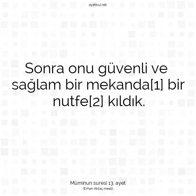 Ayetbul | Kuran Mealleri | Quran | Müminun suresi 13. ayet