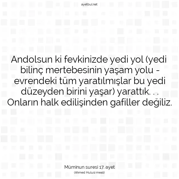 Ayetbul | Kuran Mealleri | Quran | Müminun suresi 17. ayet