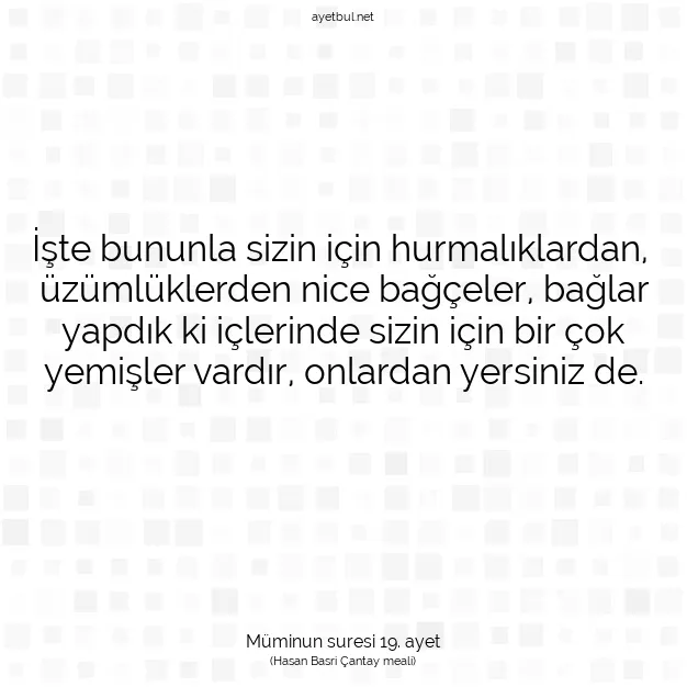 Ayetbul | Kuran Mealleri | Quran | Müminun suresi 19. ayet