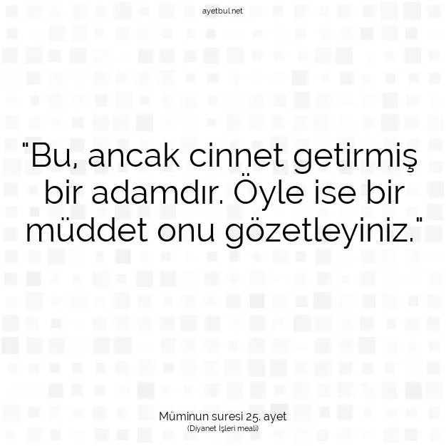 Ayetbul | Kuran Mealleri | Quran | Müminun suresi 25. ayet