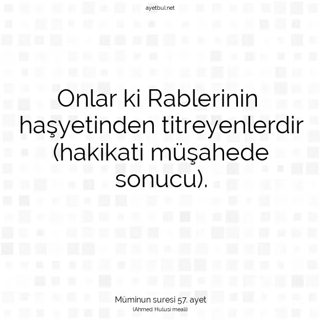 Ayetbul | Kuran Mealleri | Quran | Müminun suresi 57. ayet