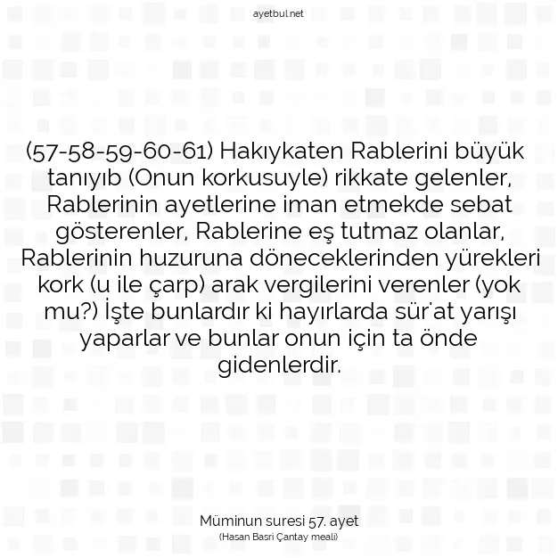 Ayetbul | Kuran Mealleri | Quran | Müminun suresi 57. ayet