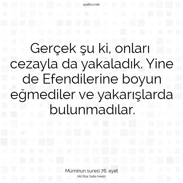 Ayetbul | Kuran Mealleri | Quran | Müminun suresi 76. ayet