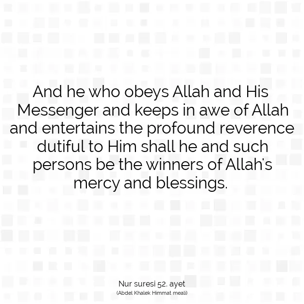 Ayetbul | Kuran Mealleri | Quran | Nur suresi 52. ayet