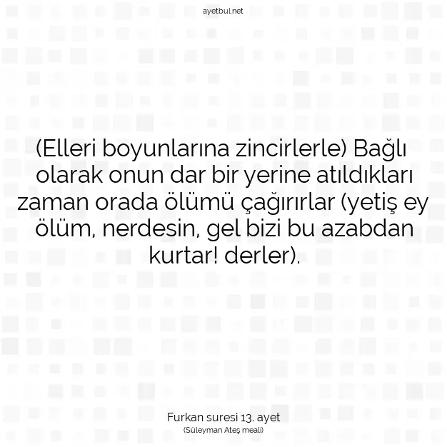 Ayetbul | Kuran Mealleri | Quran | Furkan suresi 13. ayet