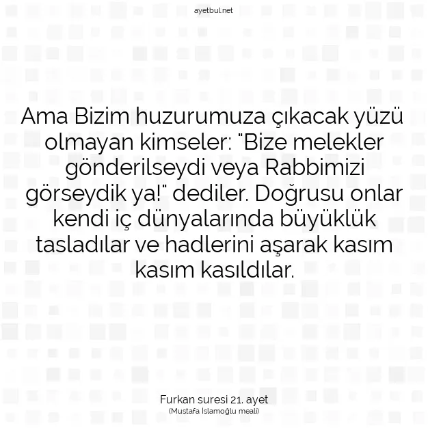 Ayetbul | Kuran Mealleri | Quran | Furkan suresi 21. ayet
