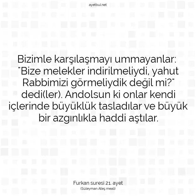 Ayetbul | Kuran Mealleri | Quran | Furkan suresi 21. ayet