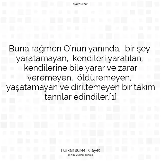 Ayetbul | Kuran Mealleri | Quran | Furkan suresi 3. ayet