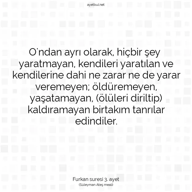 Ayetbul | Kuran Mealleri | Quran | Furkan suresi 3. ayet